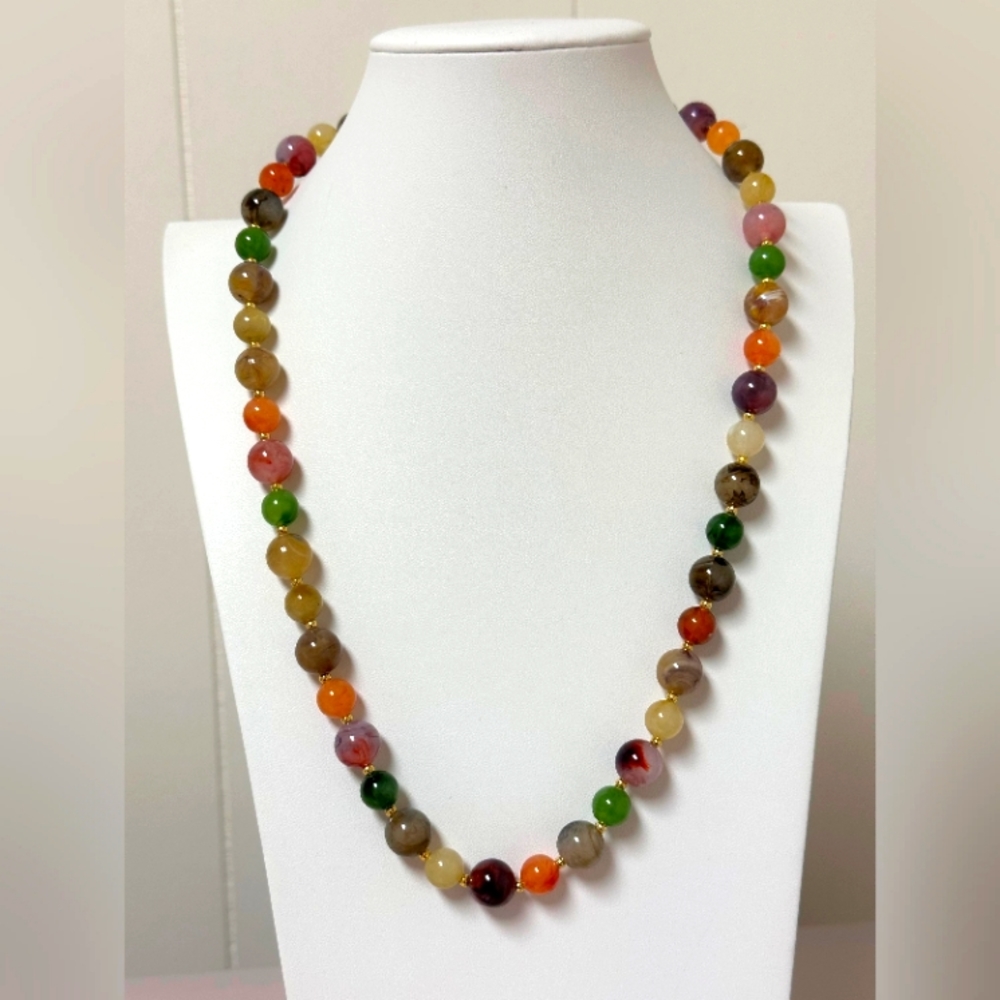 Vintage Multicolor Semi Precious Stone Necklace. 24”